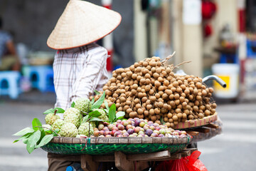 tropical spices and fruits sold at a local market in Hanoi (Vietnam) - 780891552
