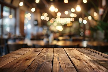 Cafe or restaurant background with empty table