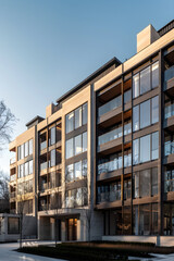 Fototapeta na wymiar Modern Urban Living: An Exemplar of Architectural Genius in Apartment Building Design