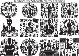 Teacher's Day silhouette vector