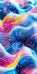 Vibrant digital waves in neon colors

