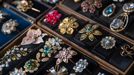 A collection of vintage brooches