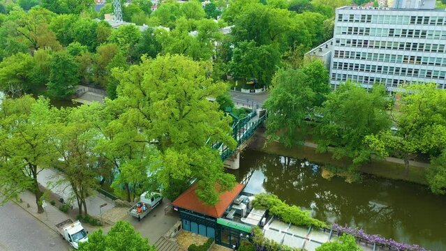 Groszowy Bridge Odra River Canal Opole Most Aerial View Poland