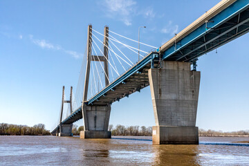 Bayview Bridge connecting Quincy Illinois and West Quincy Iowa over the Mississippi River via US Route 24 in Spring