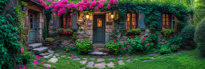 A Hidden Garden. Old Architecture in Bloom