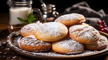 Baked Cookies with Powdered Sugar