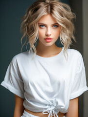 Beautiful Girl with White T-Shirt