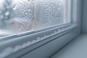 Condensation and mold form on the plastic window due to improper installation - obrazy, fototapety, plakaty