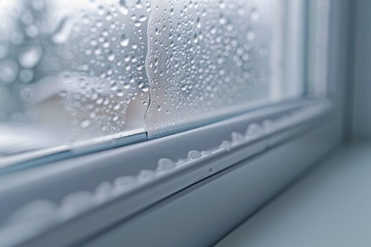 Condensation and mold form on the plastic window due to improper installation