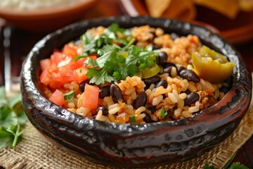 Cuban dish with black beans and rice