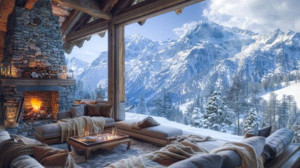 A Cozy Snow-Covered Cabin in the Swiss Alps