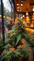 Shot of  Cannabis Plant. Hemp Marijuana Farm