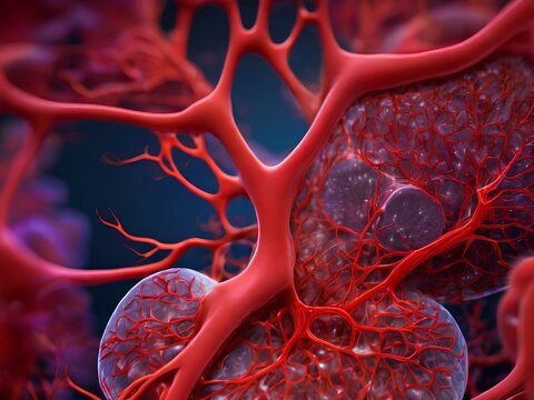 3-dimensional image of blood vessels giving rise to blood capillaries