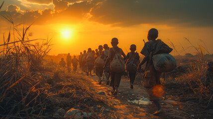 Child Soldiers at Sunset