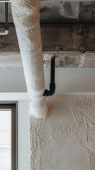 Exposed insulated pipes in a modern building, focus on energy conservation