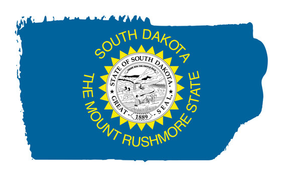 South Dakota state flag with palette knife paint brush strokes grunge texture design. Grunge United States brush stroke effect
