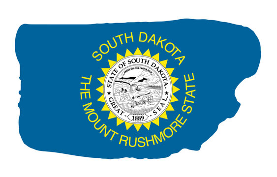 South Dakota state flag with palette knife paint brush strokes grunge texture design. Grunge United States brush stroke effect