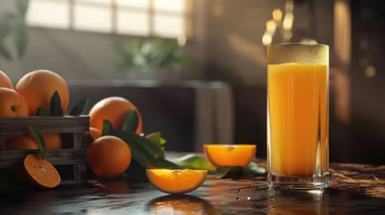  Fresh Orange Juice on Table © MP Studio
