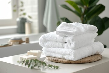 Fresh towels, laundered bath textile