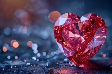 Fototapeta premium Red heart-shaped diamond, symbolizing love, romance, and affection