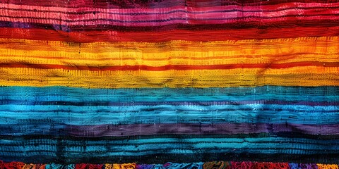 Mexican blanket texture, colorful striped fabric - obrazy, fototapety, plakaty