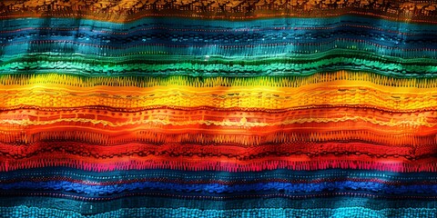Mexican blanket texture, colorful striped fabric - obrazy, fototapety, plakaty