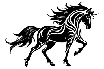 Black Silhouette Vector Design of a Horse Tattoo 