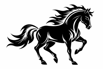 Black Silhouette Vector Design of a Horse Tattoo 