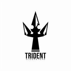 Fototapeta na wymiar Modern simple trident logo design with king's crown concept.