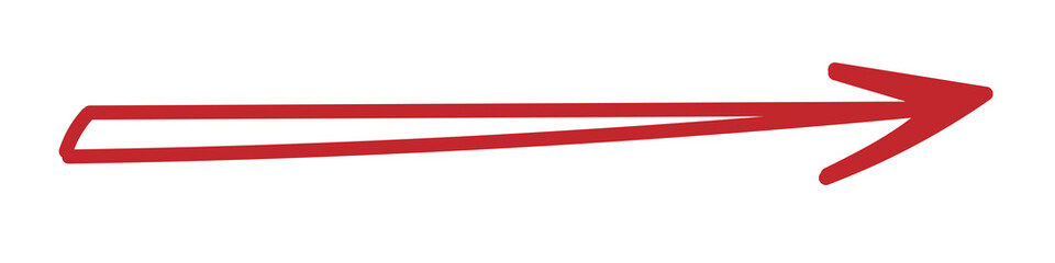 Red arrow pointing right. Hand drawn Arrow shape element