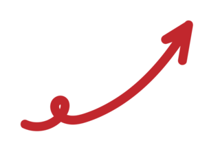 Red arrow pointing up, Hand drawn arrow png with arrow head doodle style pointer 