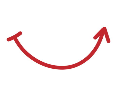 Smile red arrow pointing up, Hand drawn doodle style arrow set 