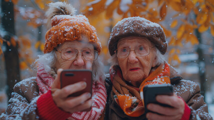 Elderly Women Hold Phone Upside Down for Selfie