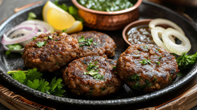 Traditional pakistani chapli kebabs on a plate