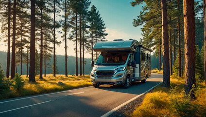 Fototapeta premium motorhome car driving down the road