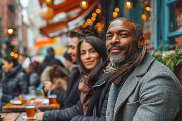 Fototapeta premium Group of People Sitting at a Table in a Restaurant