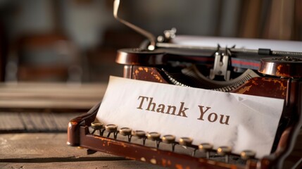 Vintage Typewriter with Thank You Note