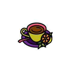 Original vector illustration. The icon of hot tea in a cup with lemon and mint.