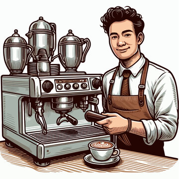 Vector Art Style of Bariste for T-shirt Design
