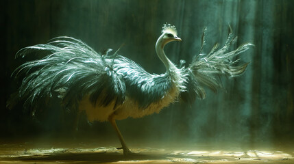 Ostrich Ballet on Stage - obrazy, fototapety, plakaty