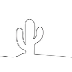 Obraz premium Hand drawn cactus plants in a cartoon style including agave, aloe vera and cacti in pots. Line art with no fill. Used in web , templates . Isolated on white background&nbsp;in&nbsp;eps&nbsp;10.