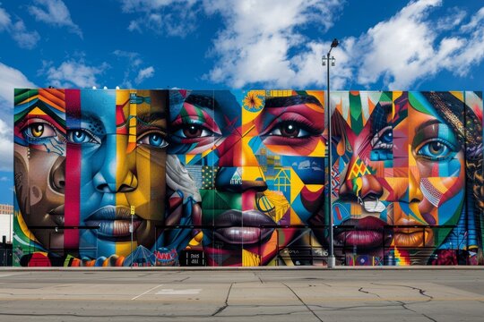Large Scale Murals Depicting Cultural Diversity in Urban Setting