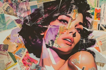 Fototapeta premium Vintage Magazine Collages Exploring Nostalgic Memories and Emotions