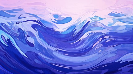 Surreal Ocean Waves in Abstract Blue and Purple Hues.