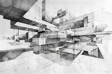 Abstract Architectural Drawings Exploring Form and Space in Modern Design