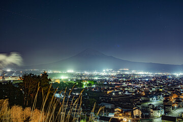 At Night with Mount Fuji in Fujinomiya city