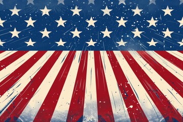 a blue background with an American flag of stars and stripes forming a border at the top Generative AI