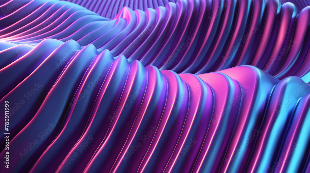 Aufkleber 3d rendered colorful waves with a dynamic neon glow effect