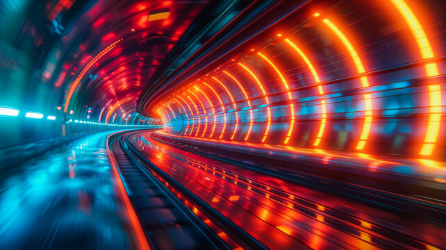 Swift of the Future. Hyperloop Train in Transparent Tunnel
