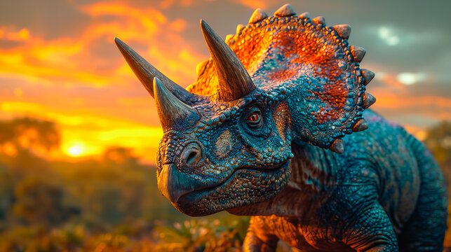 Triceratops in Nature.Jurassic Giant